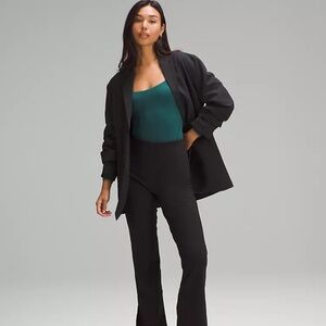 Wundermost Ultra-Soft Nulu Square-Neck Long-Sleeve Bodysuit-Storm Teal-Size XL